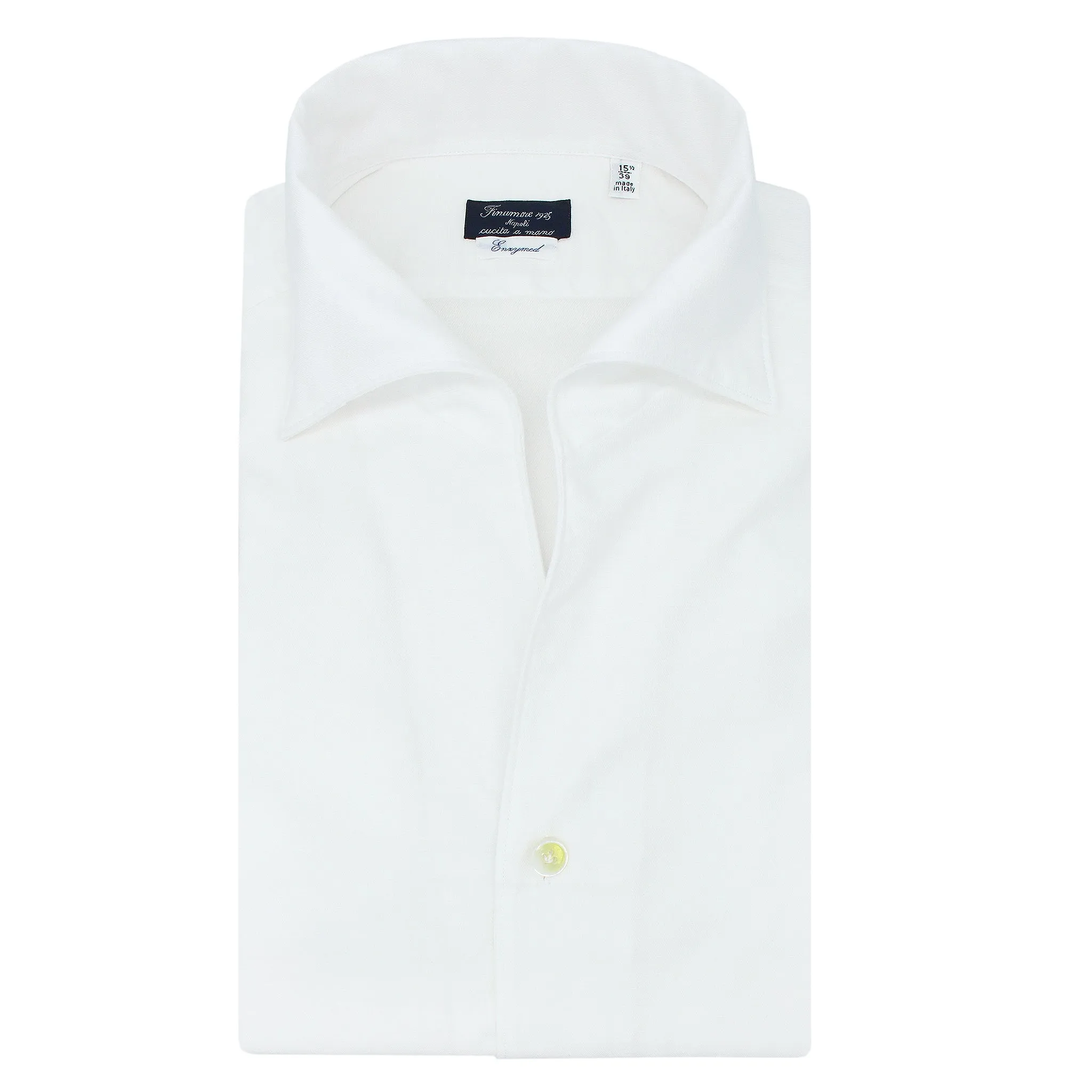 White slim fit shirt Milano Ustica collar, linen and cotton