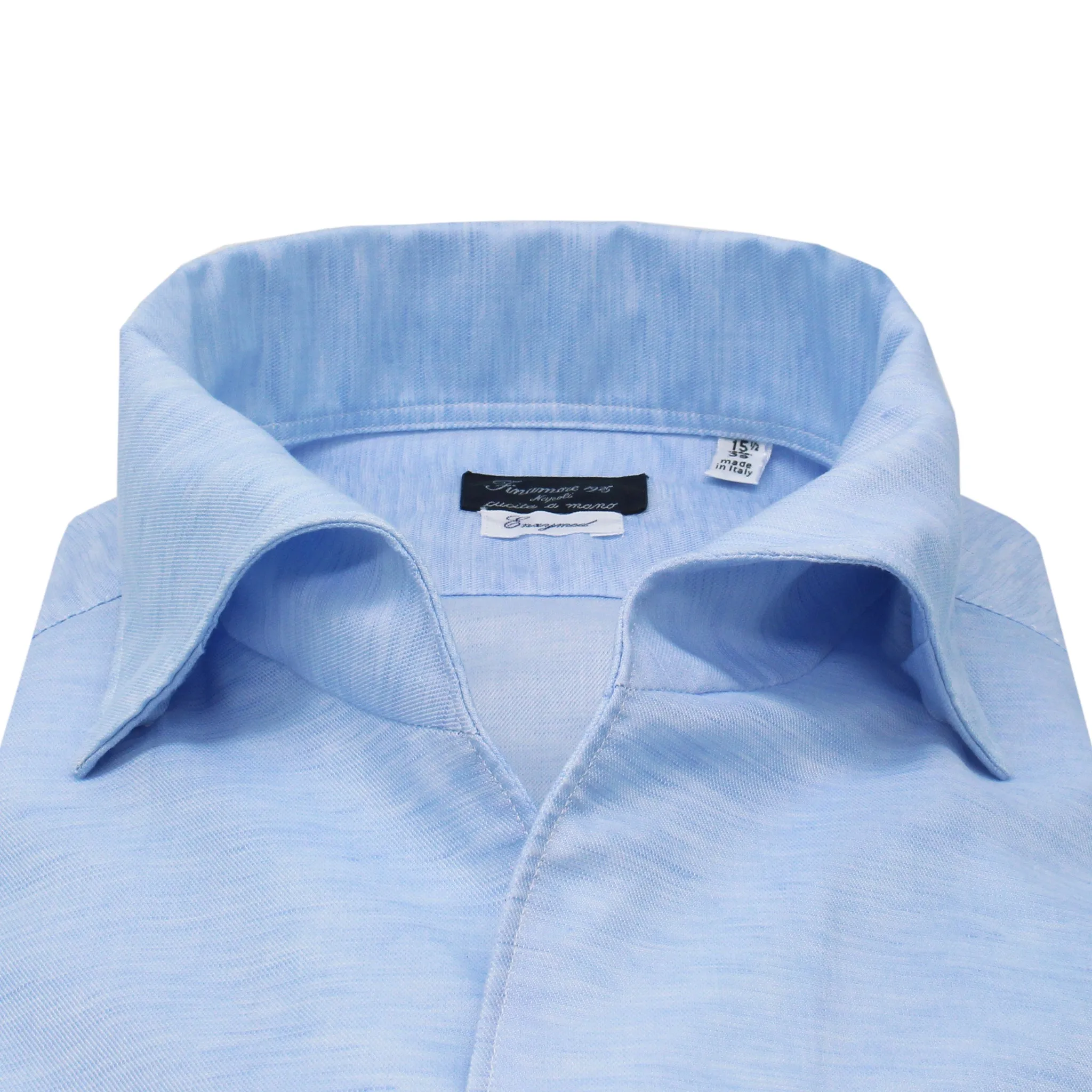 White slim fit shirt Milano Ustica collar, linen and cotton
