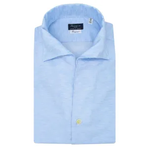 White slim fit shirt Milano Ustica collar, linen and cotton
