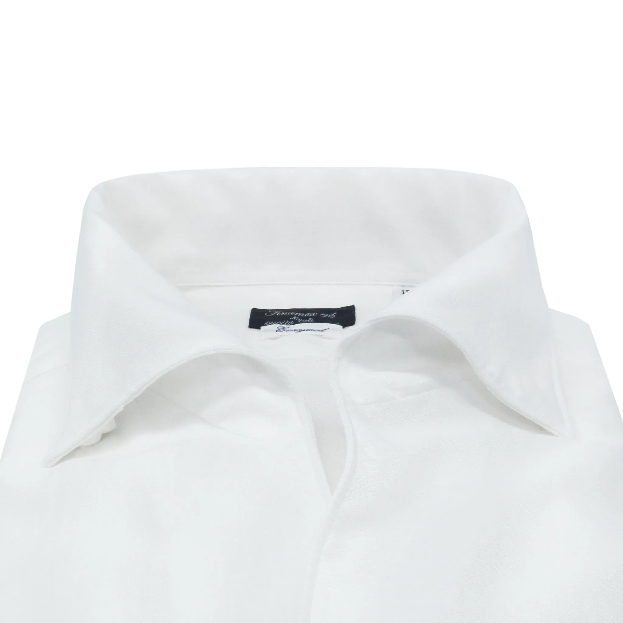 White slim fit shirt Milano Ustica collar, linen and cotton