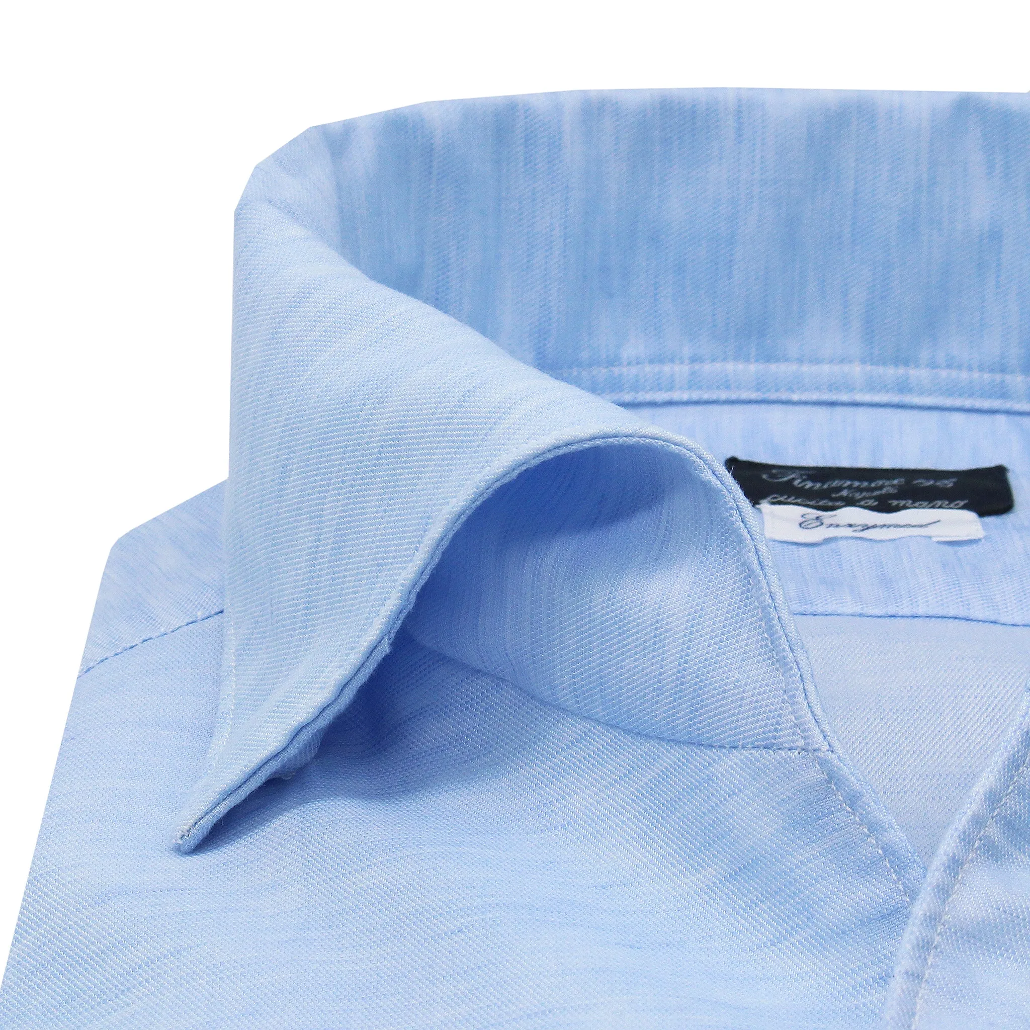 White slim fit shirt Milano Ustica collar, linen and cotton