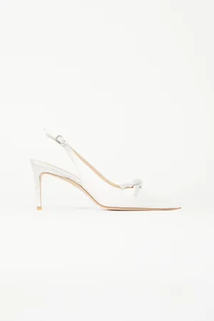 White SW Bow 75 Slingback Heel