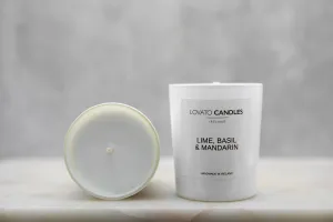 White Votive Candle - Lime, Basil & Mandarin