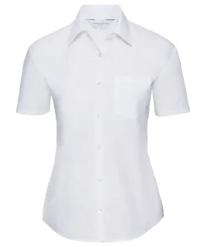White - Women's short sleeve polycotton easycare poplin shirt