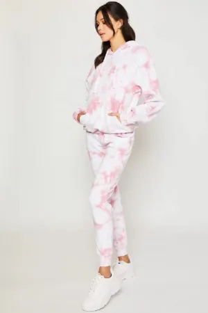 White/Mauve Pink Fleece Tie Dye Relax Fit Jogger