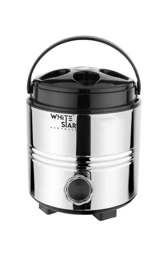 WHITESTAR Stainless Steel 3 Liter Water Containers with Tap - Hot and Cold Upto 4-5 Hours - Travel Water Jug for Office Home Kitchen - Highly Durable & Unbreakable - Easy to Carry Handle