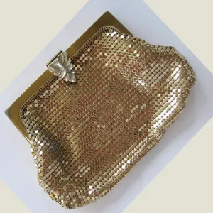 Whiting & Davis Gold-Tone Purse with Rhinestone Clasp