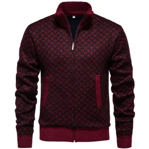 Wiaofellas  -  Autumn and Winter Knitted Cardigan Wool Sweater Korean Sweater Stand Up Collar Fashionable Casual Jacket Warm Men's Jacket