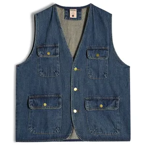 Wiaofellas  -  Vintage Retro Multi Pocket Denim Vest Summer European  American Style Vest Couple Cotton Fashion HipHop Sleeveles Men tank tops