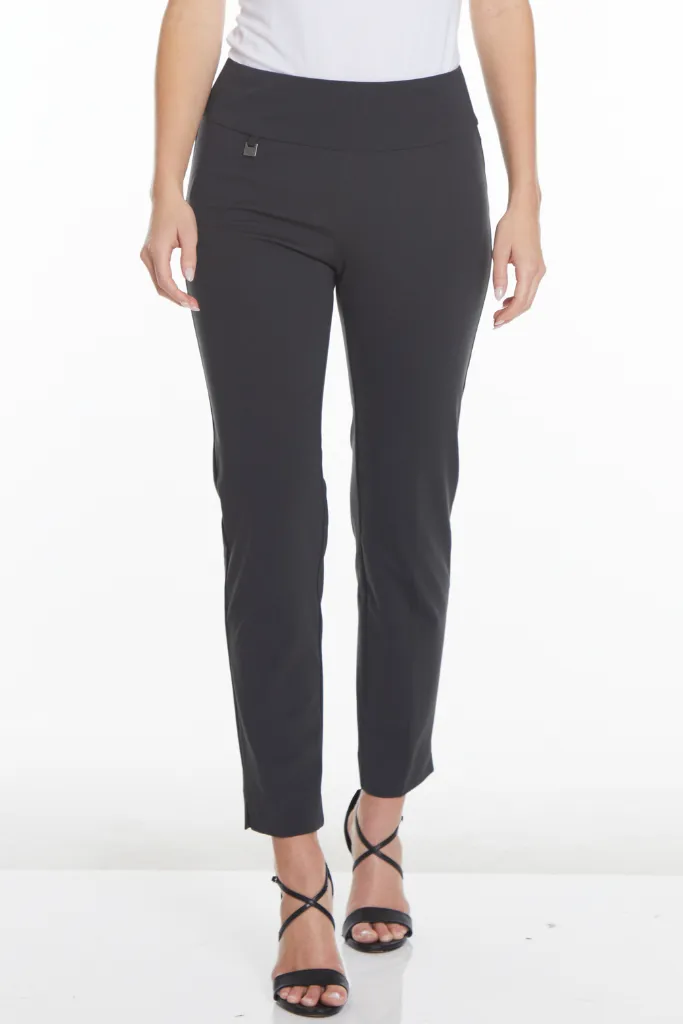 Wide Band Elastic Waist Ankle Pants - Intense Gray