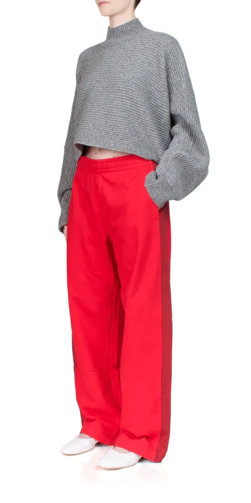 Wide Rib Crop Sweater Grey