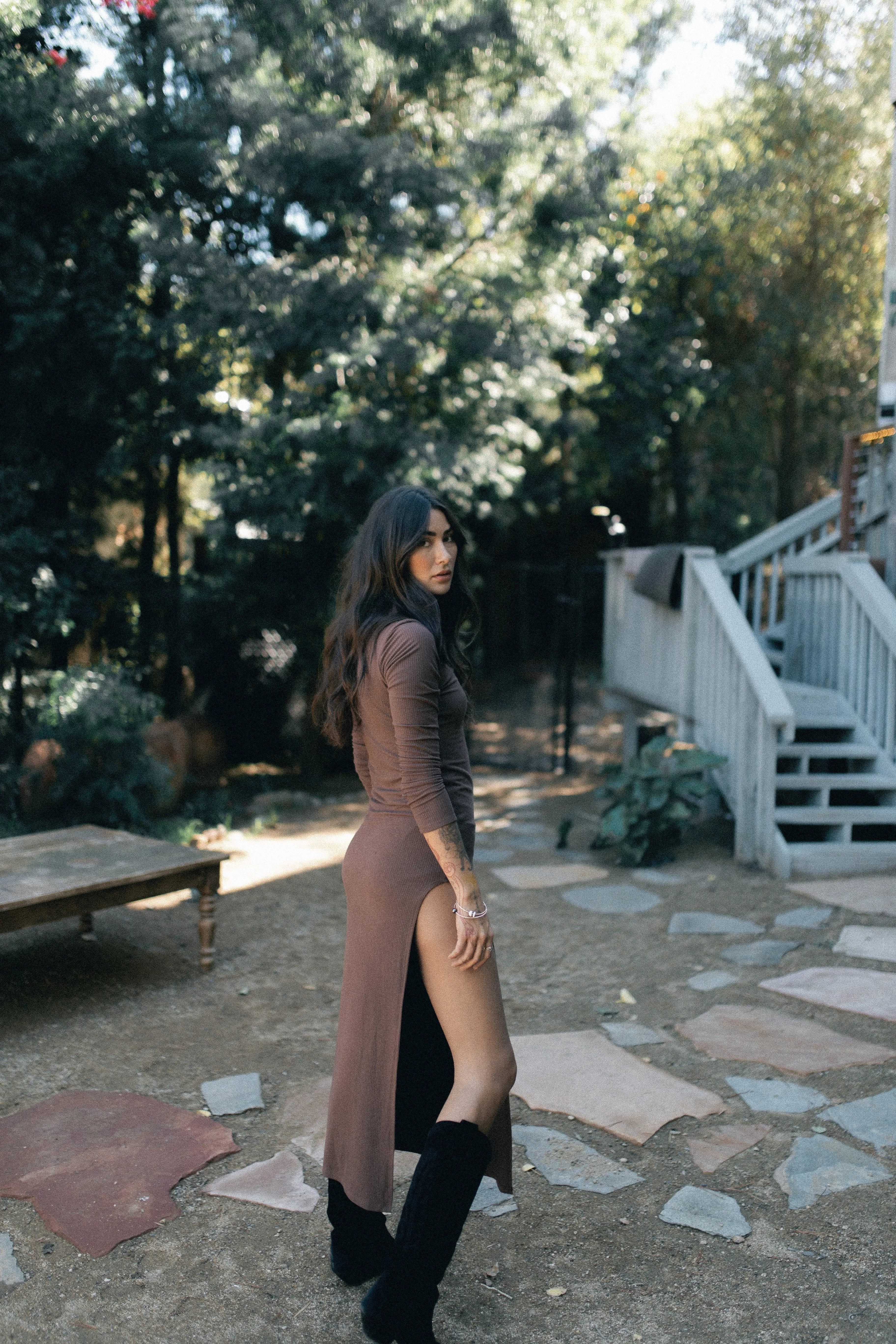 WIDE RIB LONG SLEEVE MAXI