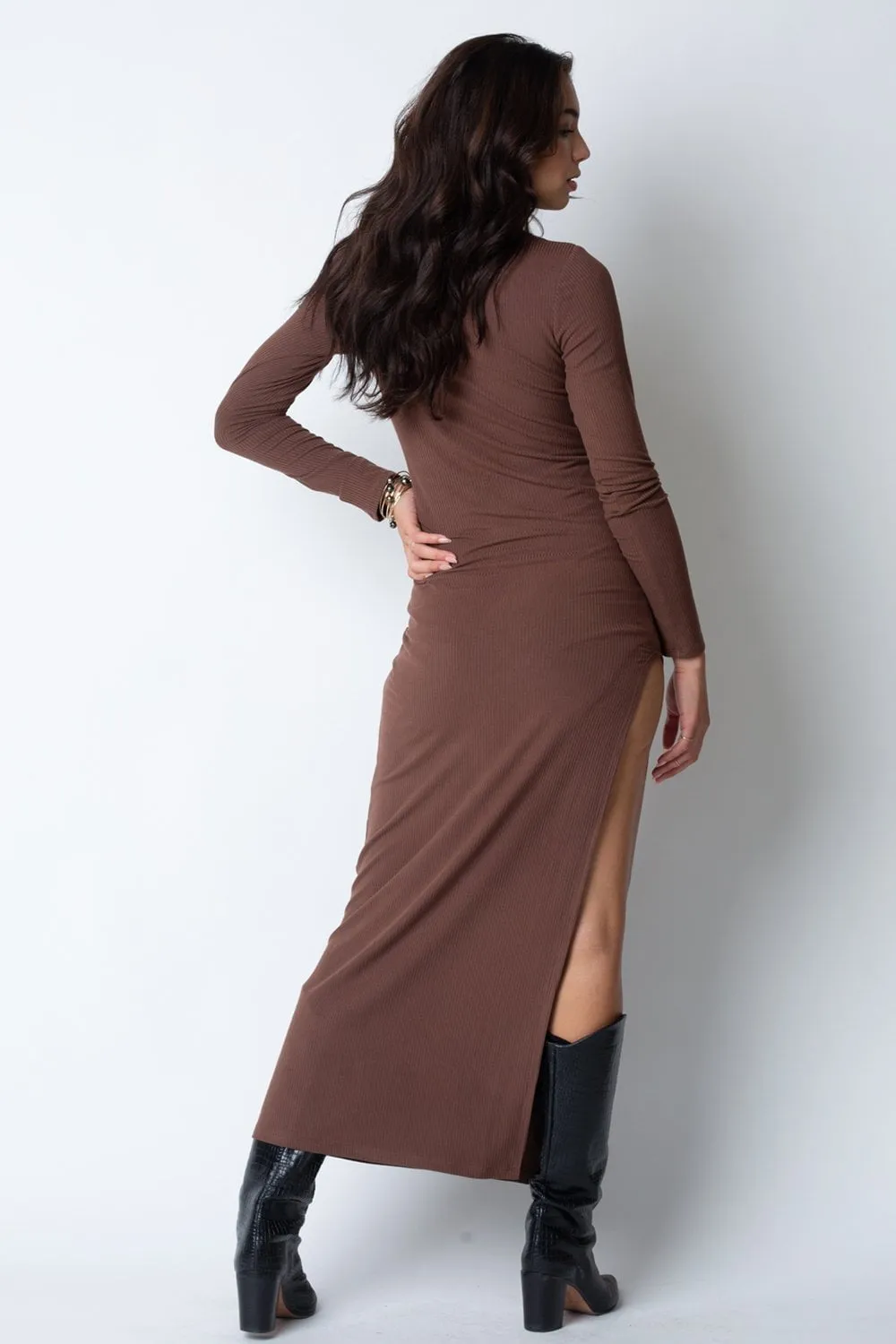 WIDE RIB LONG SLEEVE MAXI