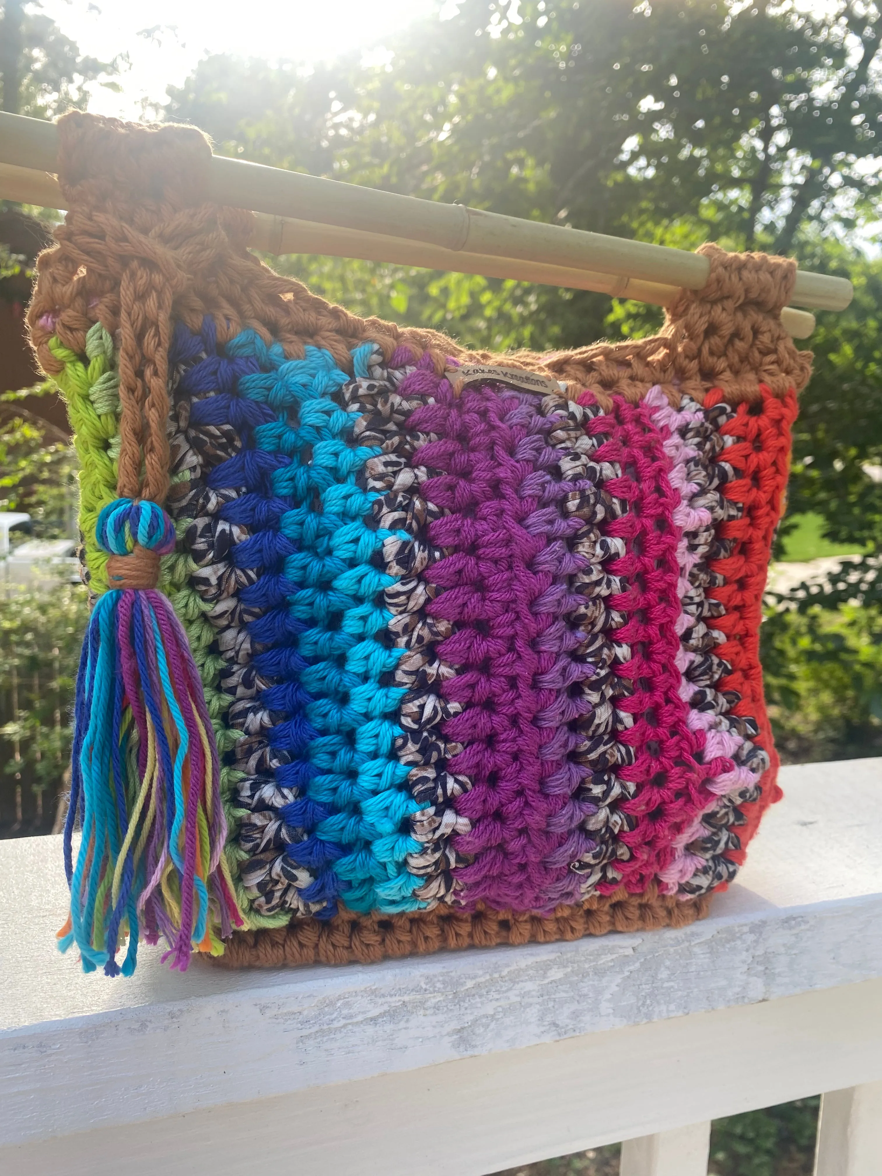Wild side Bamboo tote bag, Rainbow, Kreations by V Luxury Handbag