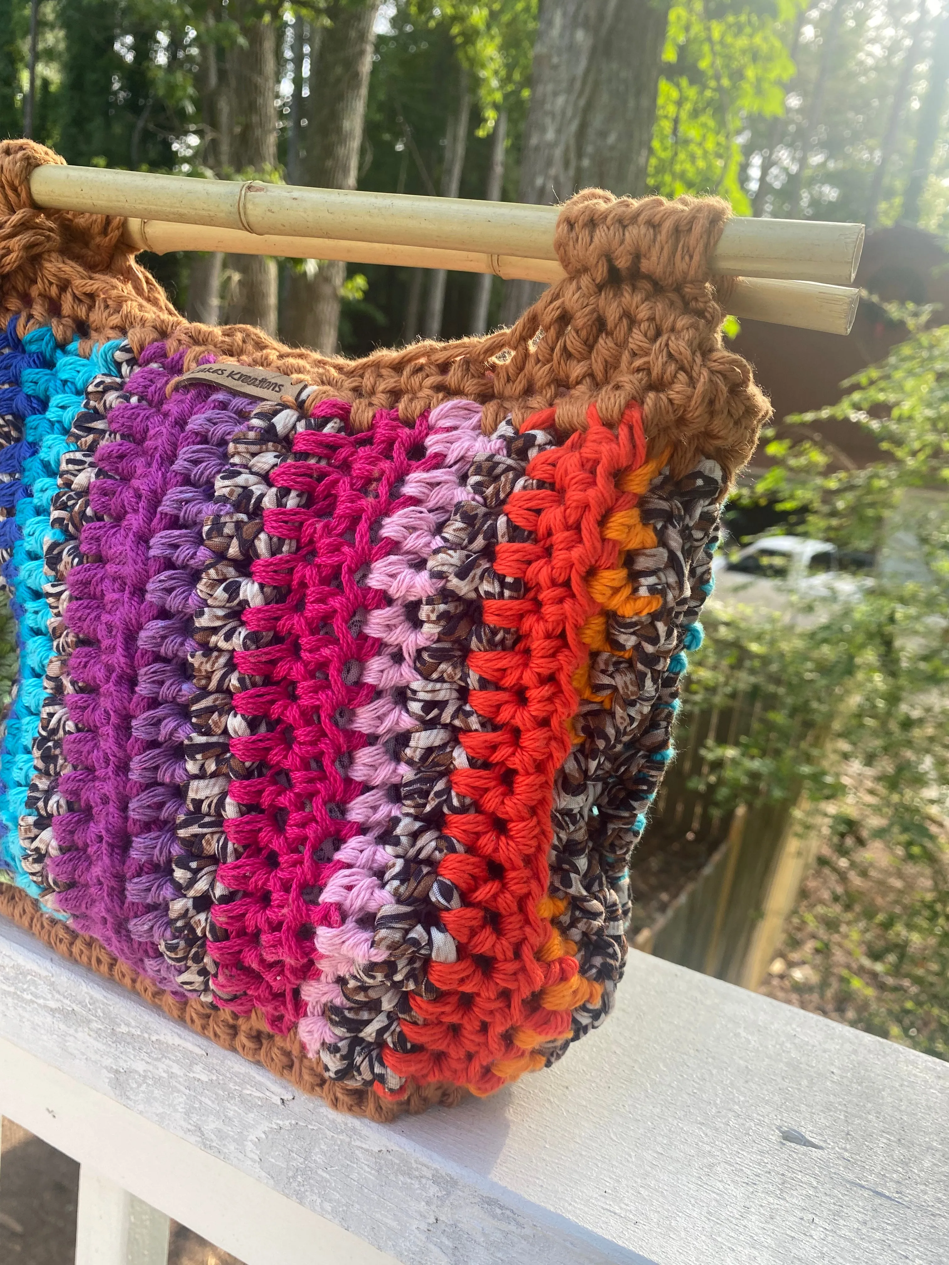 Wild side Bamboo tote bag, Rainbow, Kreations by V Luxury Handbag
