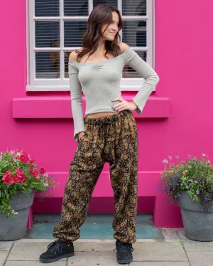 Winter Harem Pants Black Paisley Winter Harem Pants Black Paisley