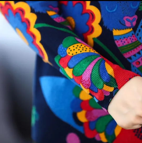 Winter Knitted Soft Cartoon Print Sweater