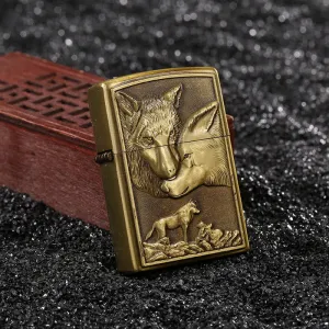 Wolves Pack Relief Design Refillable Kerosene Lighter
