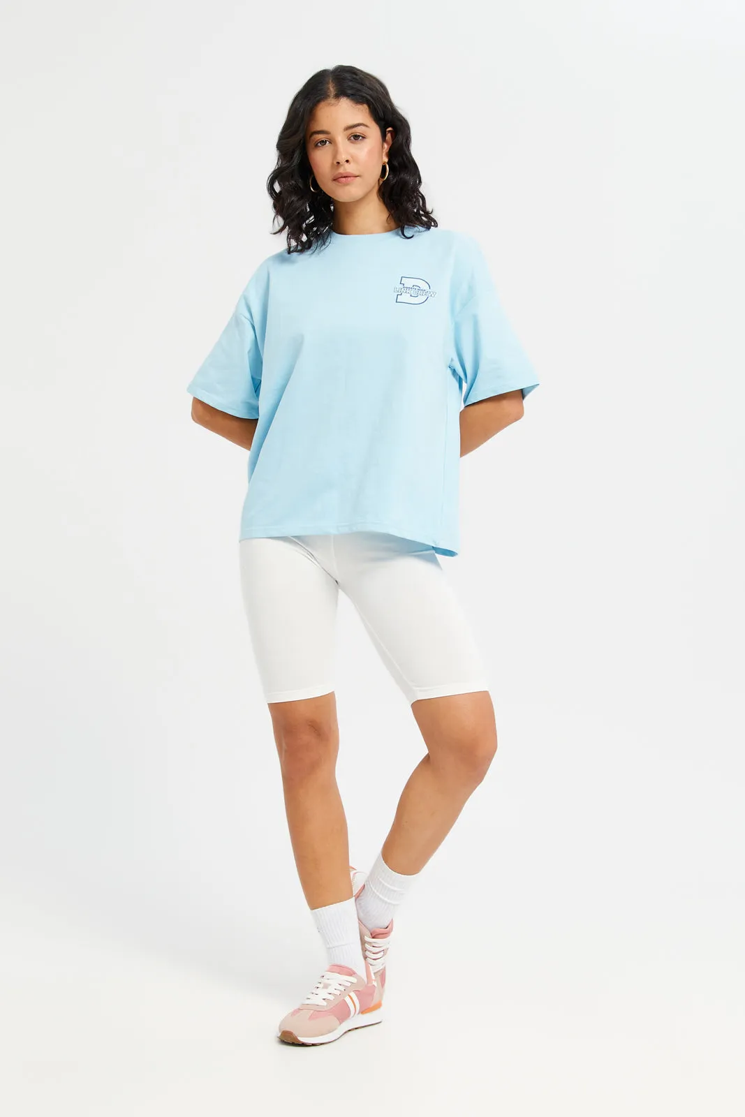 Woman Blue Printed Active Top
