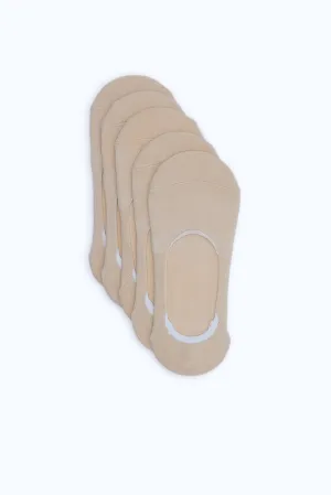 Women Beige Invisible Socks Set (Pack of 5)
