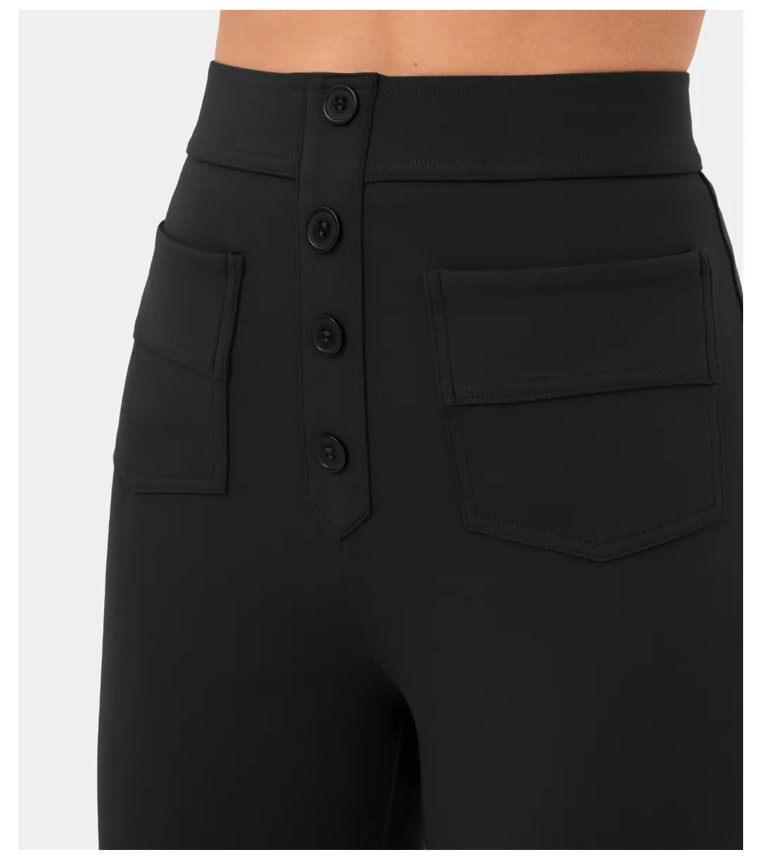 Women Clothing Women High Waist Button Multi Pocket Straight Casual Pants High Elasticity