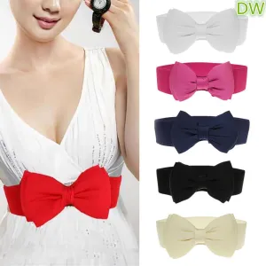 Women Fashion Bowknot Waistband Wide Elastic Stretch Waist Belt
