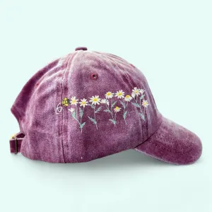 Women floral baseball cap, ladies floral embroidered baseball hat