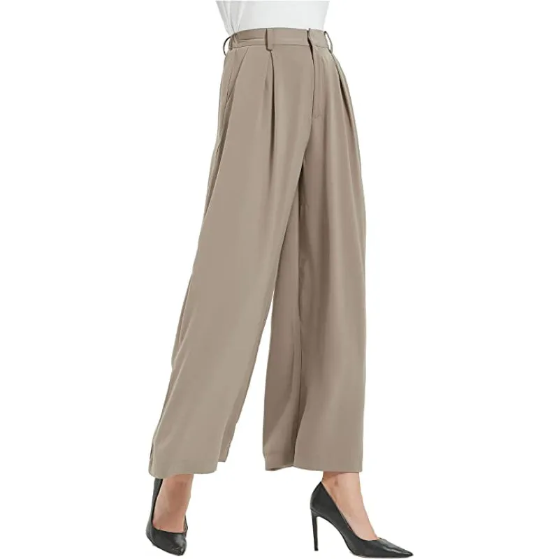 Women High Waist Casual Wide Leg Long Palazzo Pants Regular Trousers