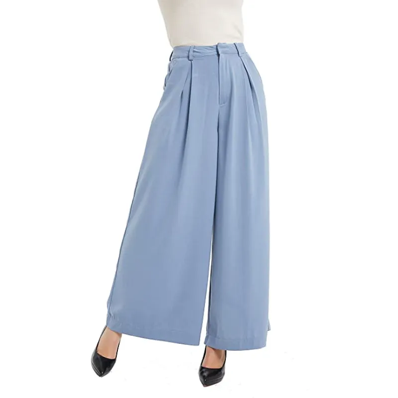 Women High Waist Casual Wide Leg Long Palazzo Pants Regular Trousers