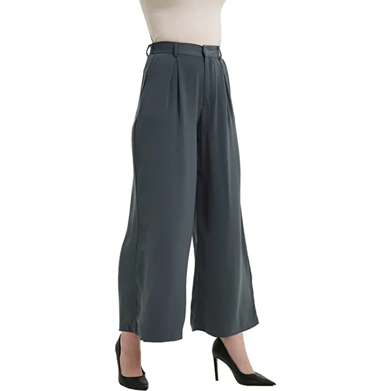 Women High Waist Casual Wide Leg Long Palazzo Pants Regular Trousers