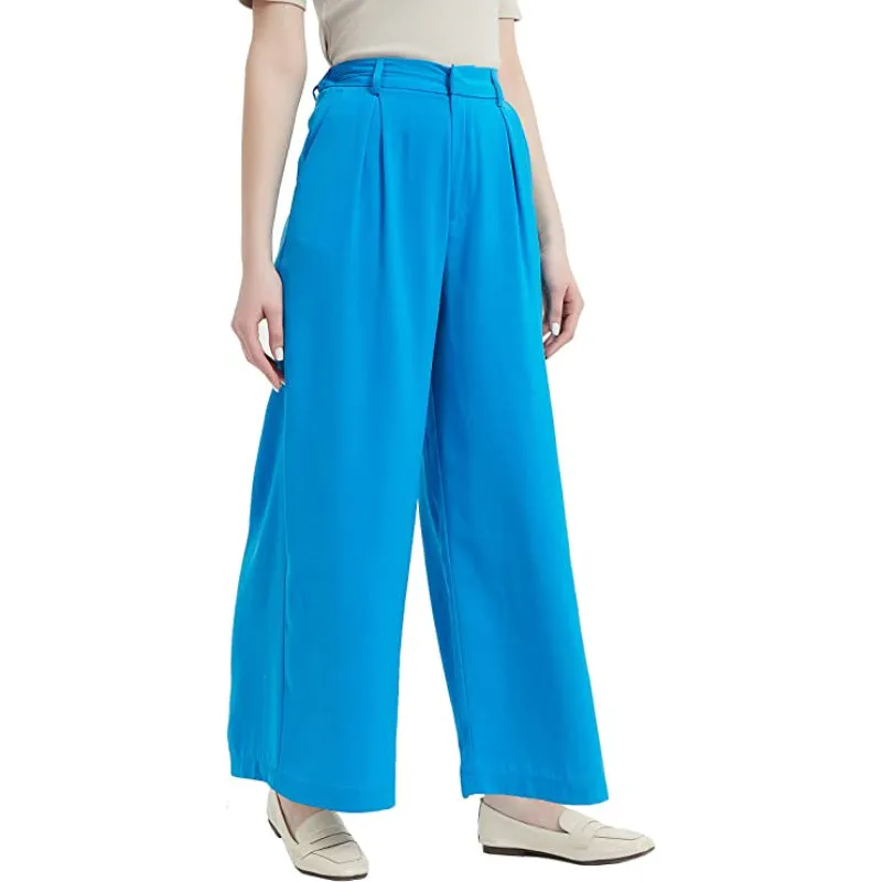 Women High Waist Casual Wide Leg Long Palazzo Pants Regular Trousers