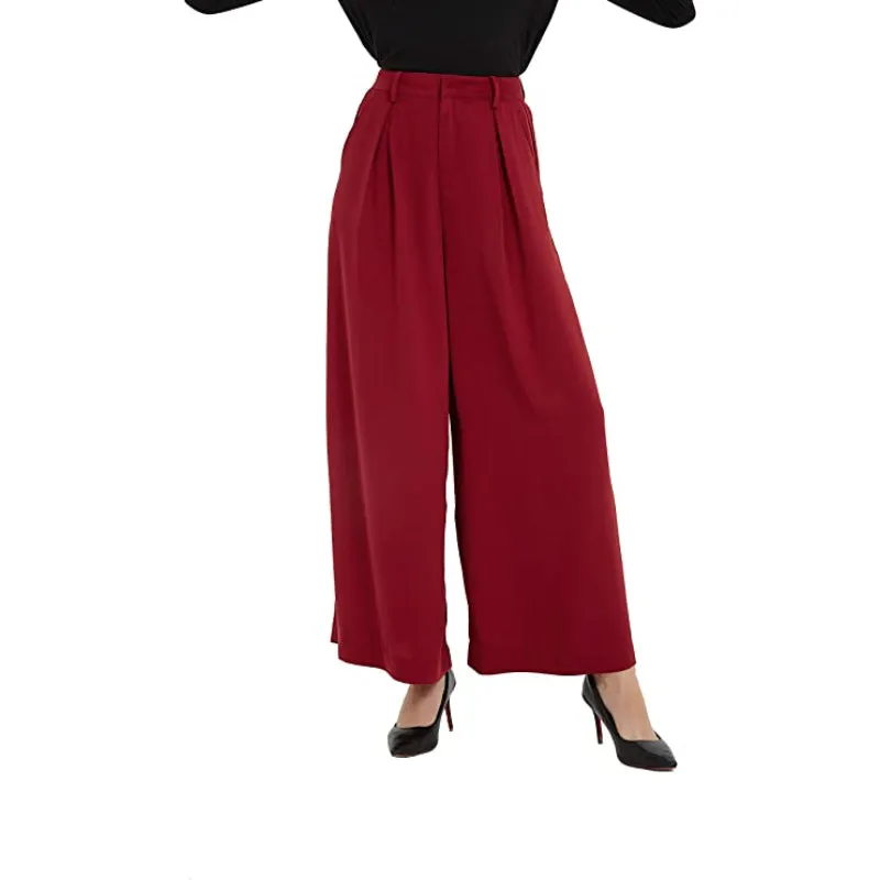 Women High Waist Casual Wide Leg Long Palazzo Pants Regular Trousers