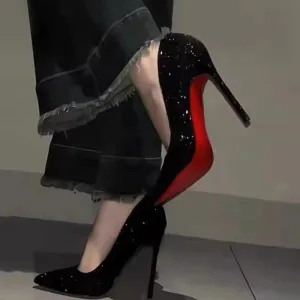 Women Luxury Shiny PU leather Slip-on Pumps Sandals Elegant Pointed Toe Stiletto High heels Summer Fashion Shoes zapatos mujer