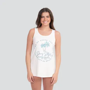Women Pastel Palms Flowy Tank Top