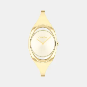 Women Quartz Analog Champagne Dial Stainless Steel Watch 25200391