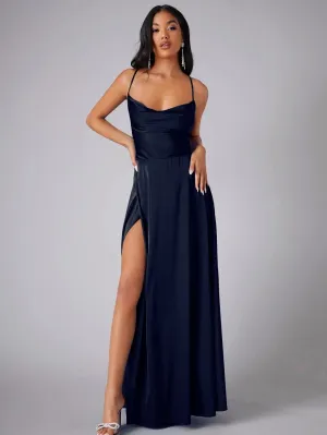 Women Sexy Corset Party Dress Elegant Strap V Neck High Waist Bandage Backless Sleeveless Slit Evening Cocktail Maxi Dress