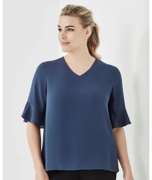 Womens Aria Fluted Sleeve Blouse