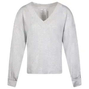 Womens Cloud Terry V-Neck Knit Heather Light Grey - AW24