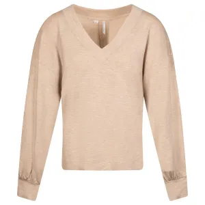 Womens Cloud Terry V-Neck Knit Heather Natural - AW24