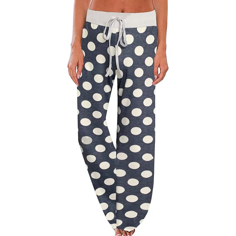 Women's Comfy Floral Print High Waist Drawstring Wide Leg Pants