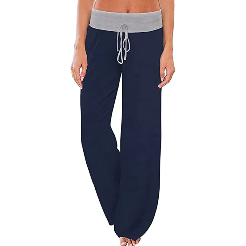 Women's Comfy Floral Print High Waist Drawstring Wide Leg Pants