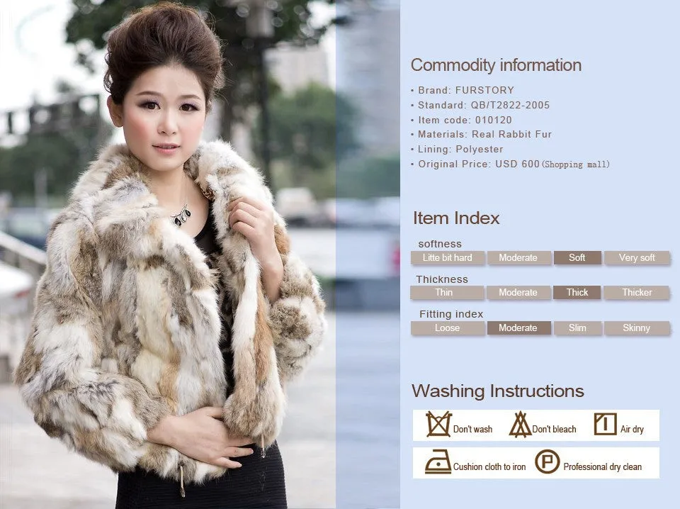 Women's Fur Coats True Natural Rabbit Coats Women's Winter Coats 010120