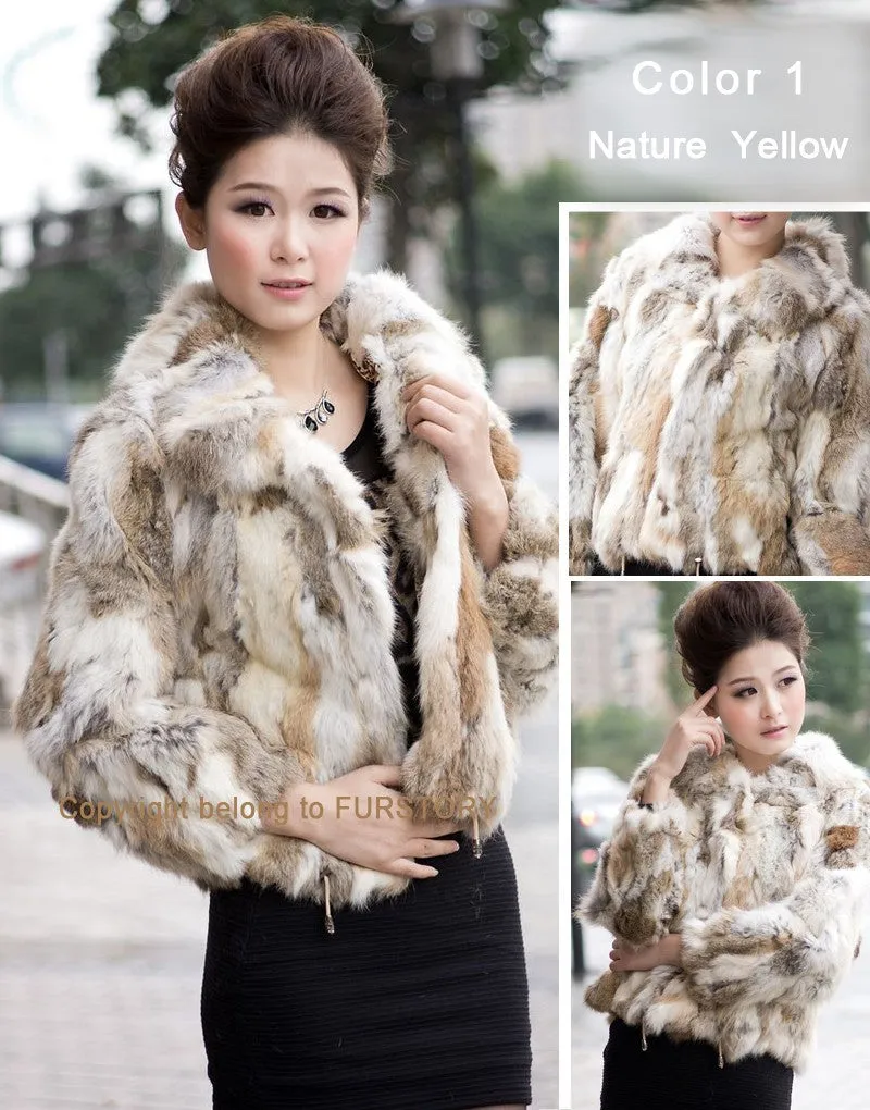 Women's Fur Coats True Natural Rabbit Coats Women's Winter Coats 010120