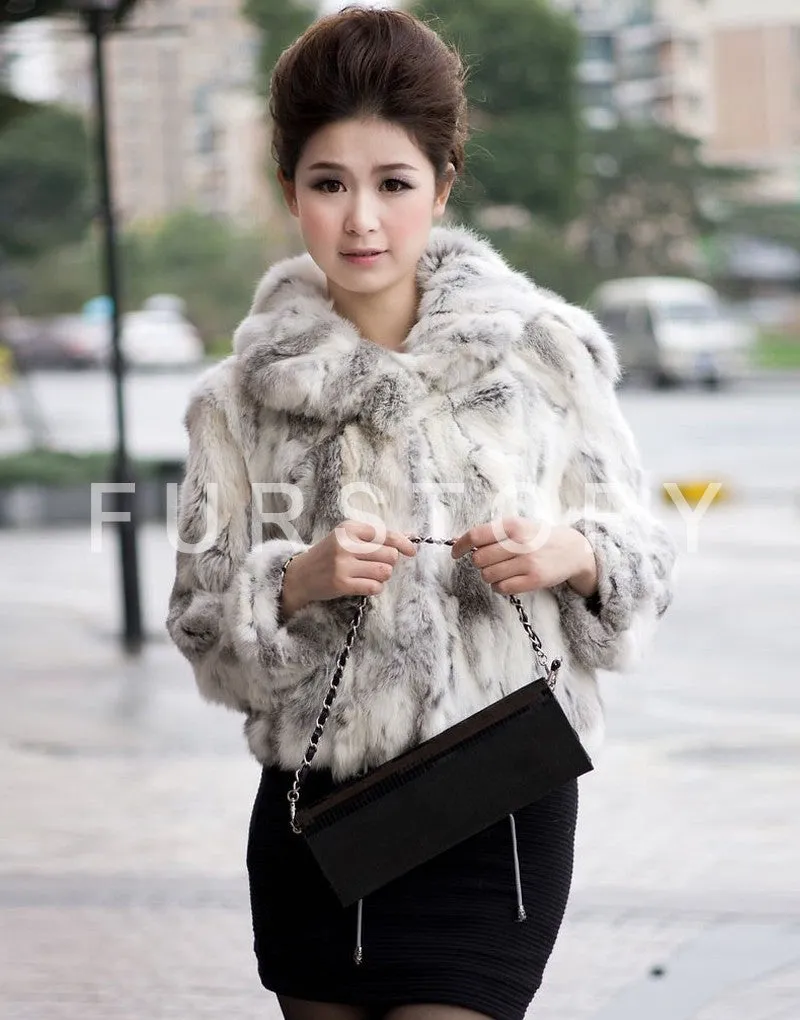Women's Fur Coats True Natural Rabbit Coats Women's Winter Coats 010120