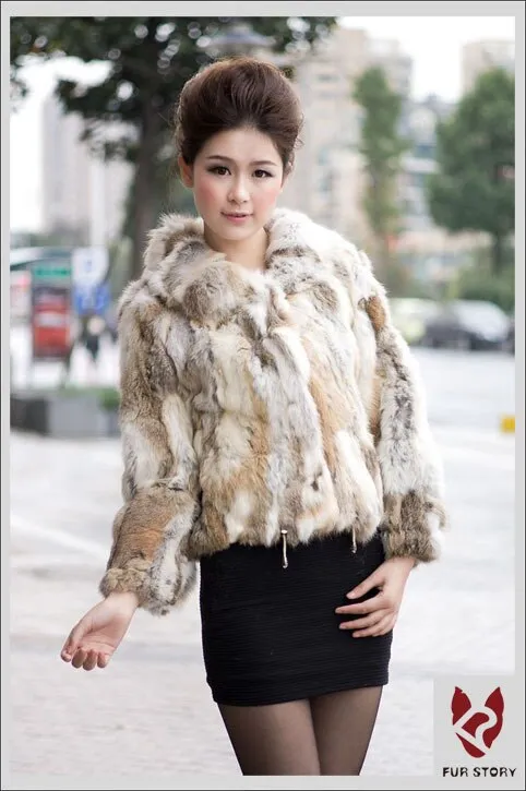 Women's Fur Coats True Natural Rabbit Coats Women's Winter Coats 010120