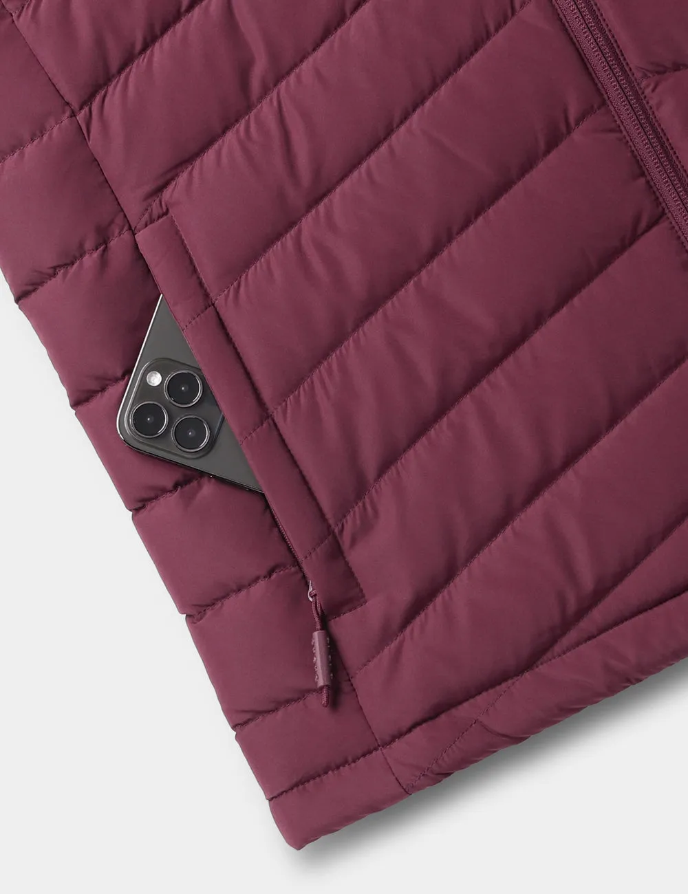 Women's Heated Lightweight Down Vest - Red/Ivory