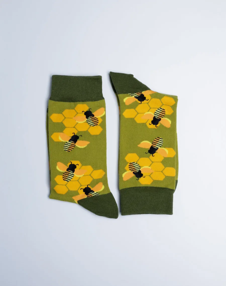 Women's Honeycomb Bee Crew Socks