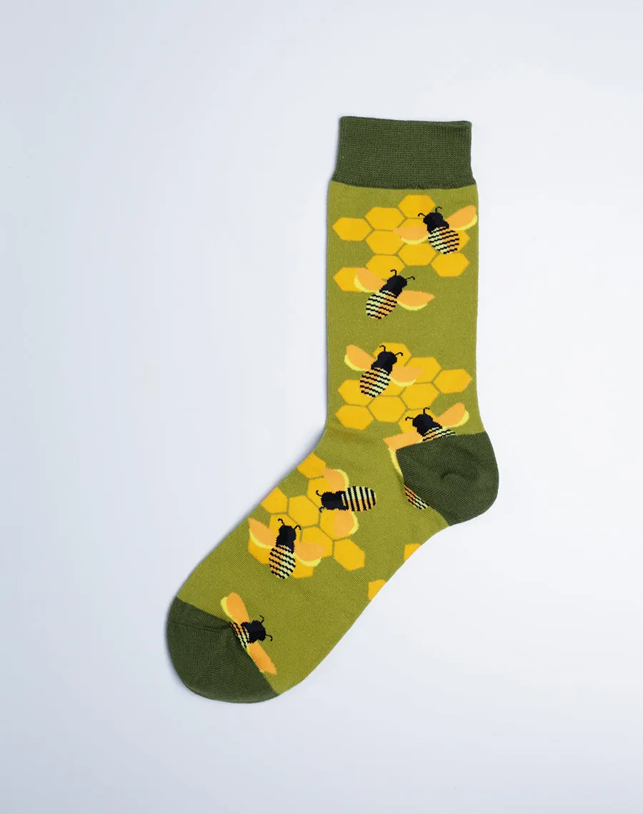 Women's Honeycomb Bee Crew Socks
