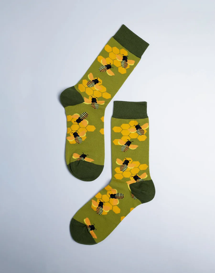 Women's Honeycomb Bee Crew Socks