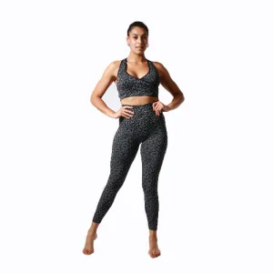 Women's Leopard Print Activewear Gym Set Including Crop Vest And Leggings